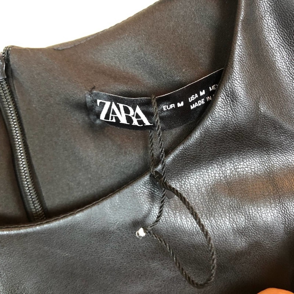 NWOT Zara Blogger Faux Leather Ruched Mini Dress. - Picture 6 of 10